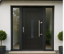Anthracite composite front door installation